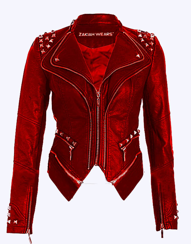 red studded jacket